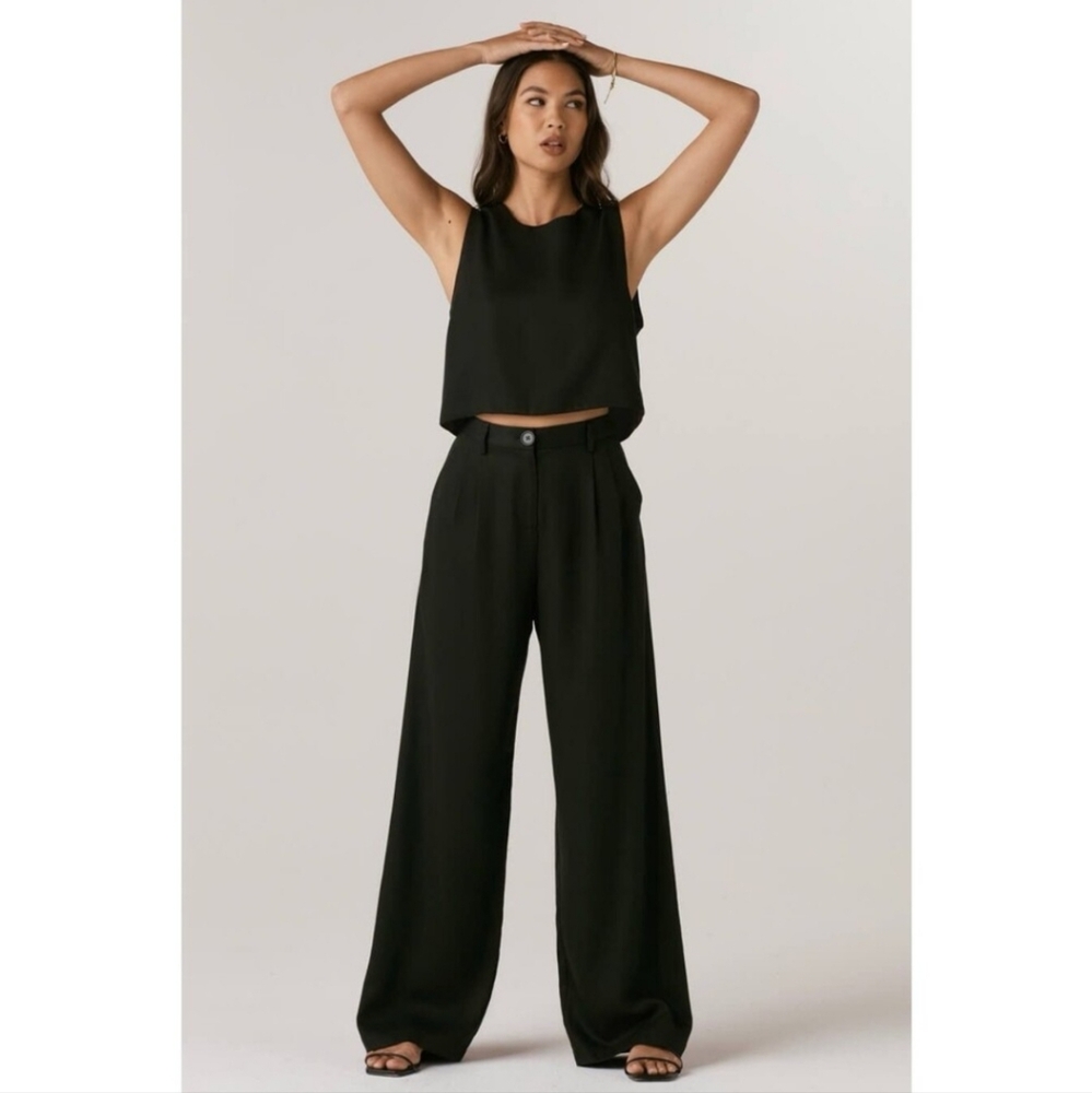 VETTA CAPSULE Black Wide-Leg Pants